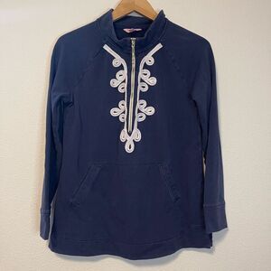 Lilly Pulitzer Popover Navy Quarter Zip Sweatshirt Size M